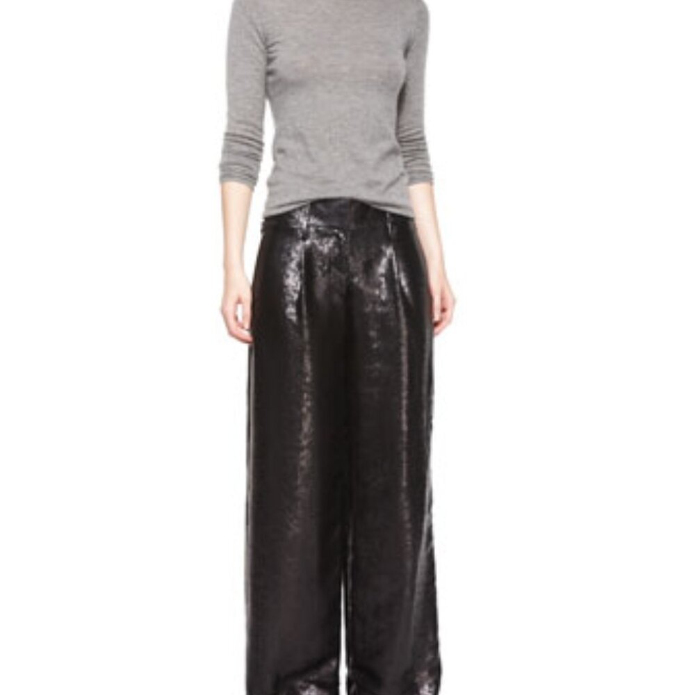 Kaufman Franco Wide-Leg Sequin Pants, Onyx